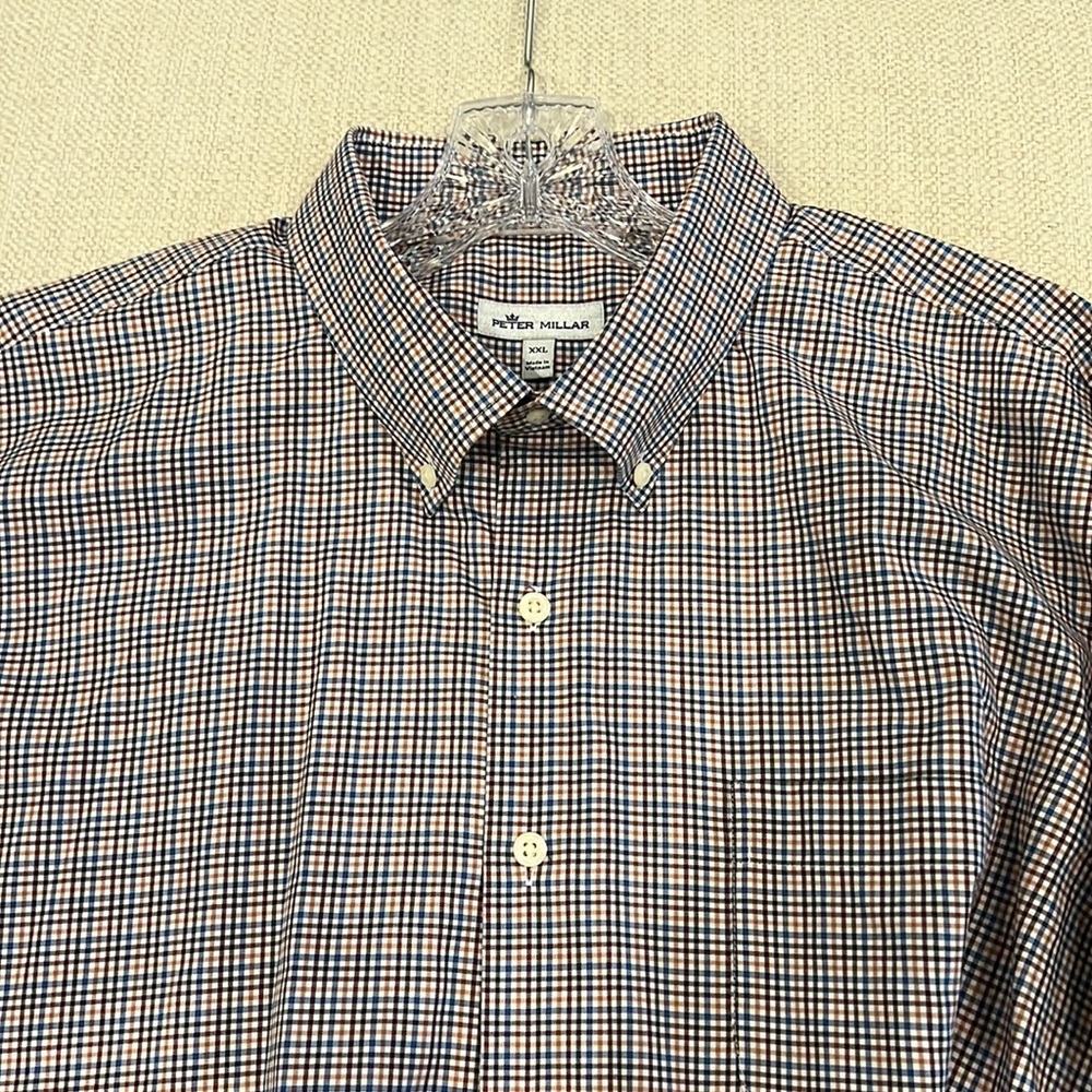 Peter Millar long sleeve button down casual dress shirt plaid size XXL